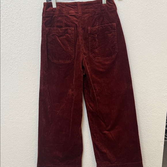 Maeve Collette Wide Leg Corduroy Pants in Deep Burgundy - Picture 5 of 5